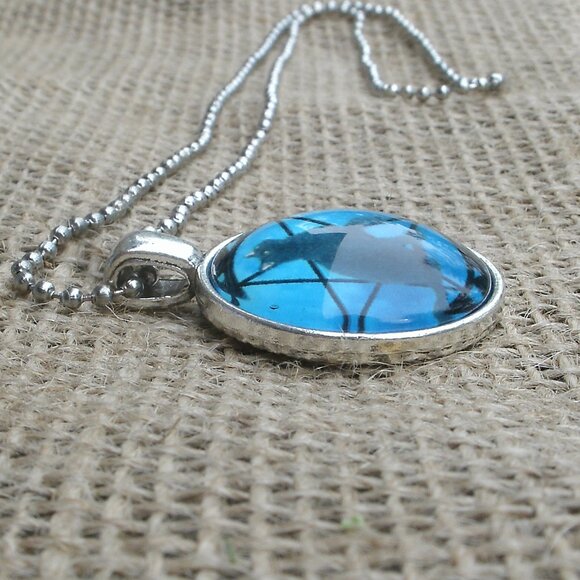 Black Cat Pentacle Glass Cabochon Pendant Necklace - Picture 6 of 14